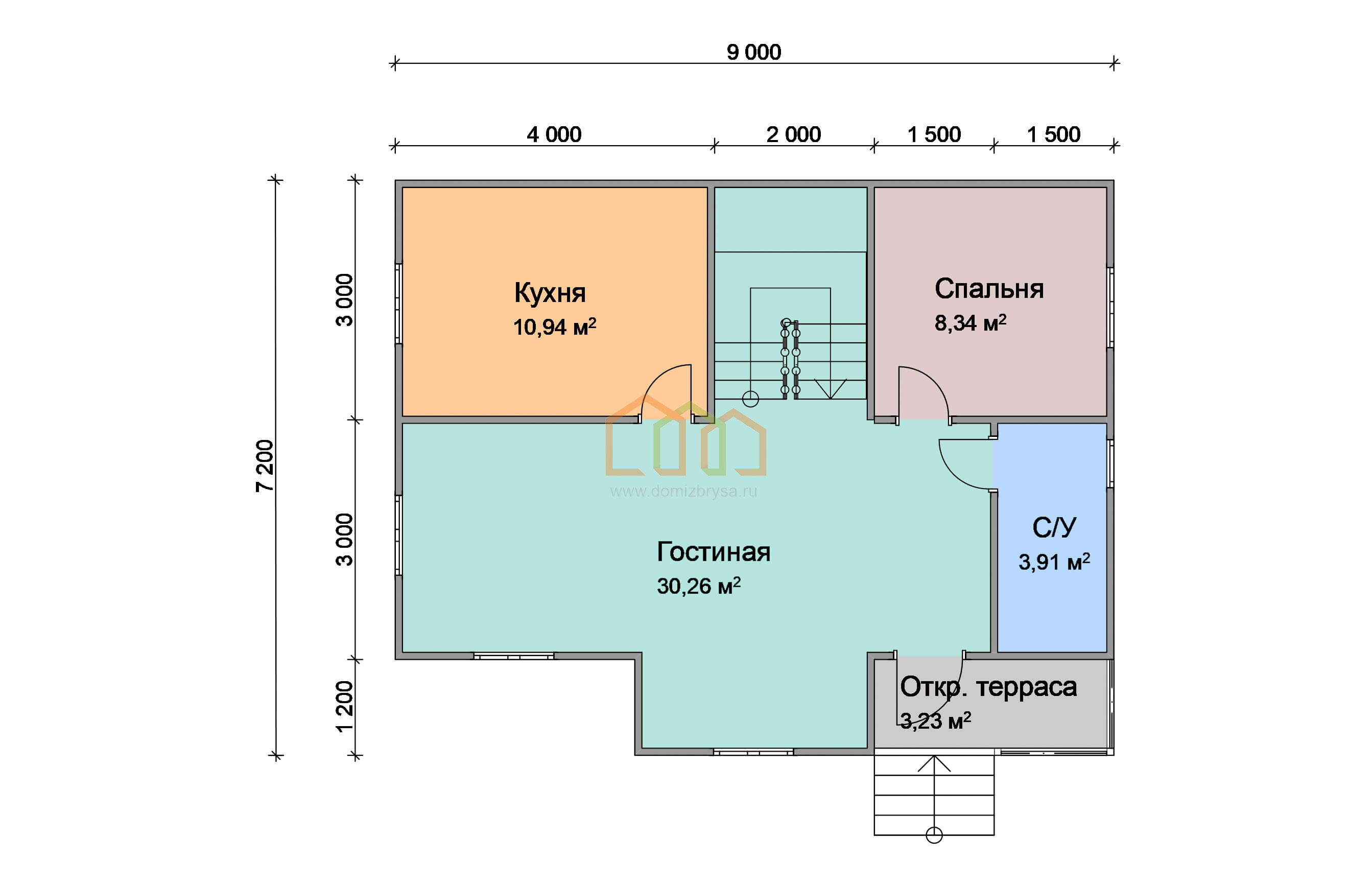 Каркасный дом 7х9 с мансардой - цена 2044000 руб под ключ в Приозерске.  Площадь: 107.7 м² с эркером