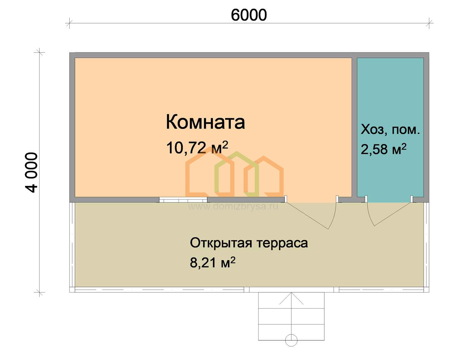 Каркасный садовый домик с террасой Кедр-2 (КТ) 4x6 Площадь: 24 м² с  террасой под ключ в Приозерске